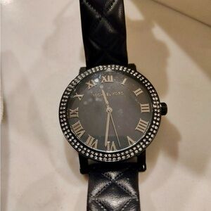 Authentic Michael Kors Black Watch with Crystal Bezel